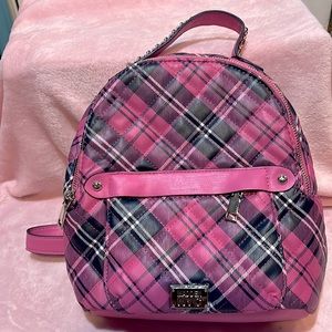 Madden NYC backpack pink and blue plaid brand new never worn